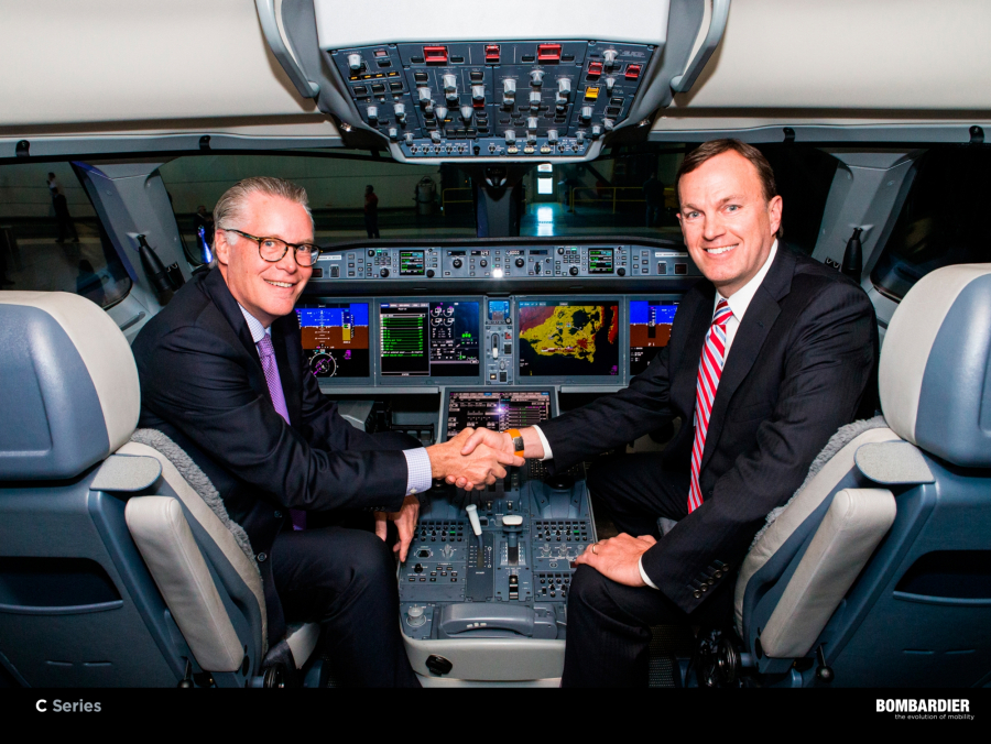 Ed Bastian, CEO Delta Air Ways, i Fred Cromer, prezes Bombardier Commercial Aircraft.